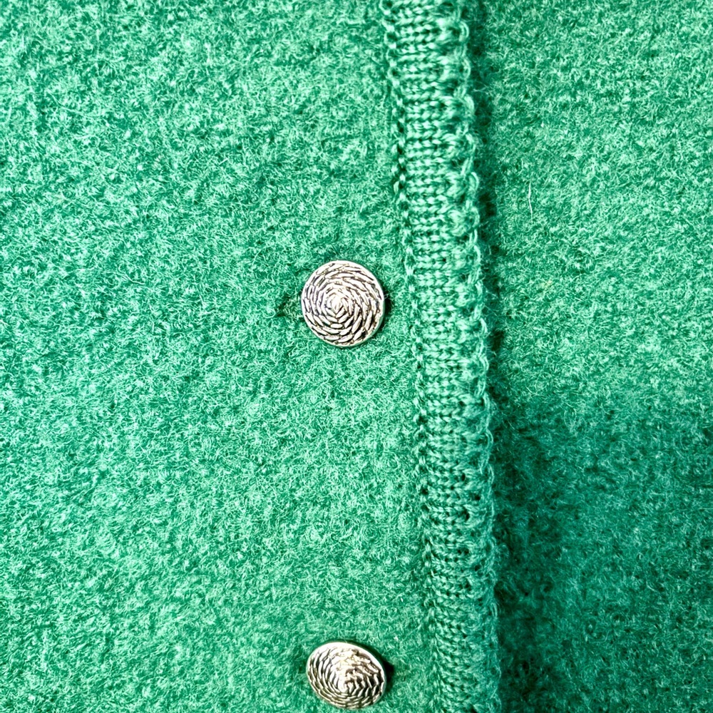 Vtg Talbots Boiled Wool Jacket Emerald Green Silver Button EUC Size 6 - Picture 4 of 6